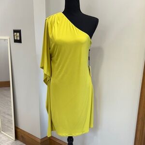 Calvin Klein NWT Asymmetrical Limelight Yellow women’s Dress size 8